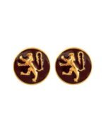 Encrusted English Lion Cufflinks in Enamel and 92.5 Sterling Silver - Image 2