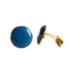 Gold and Blue 92.5 Sterling Silver Unisex Cufflinks - Image 4