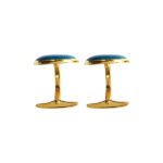 Gold and Blue 92.5 Sterling Silver Unisex Cufflinks - Image 2