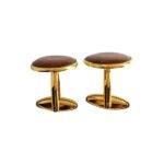 Plain Enamel Collection Golden 92.5 Sterling Silver Unisex Cufflinks - Image 2