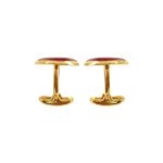 Plain Enamel Collection Golden 92.5 Sterling Silver Unisex Cufflinks - Image 3