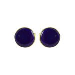Plain Enamel Collection Golden 92.5 Sterling Silver Unisex Cufflinks