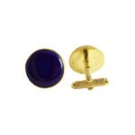 Plain Enamel Collection Golden 92.5 Sterling Silver Unisex Cufflinks - Image 4
