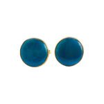 Plain Enamel Collection Golden 92.5 Sterling Silver Unisex Cufflinks