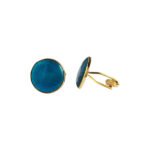Plain Enamel Collection Golden 92.5 Sterling Silver Unisex Cufflinks - Image 2