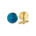 Plain Enamel Collection Golden 92.5 Sterling Silver Unisex Cufflinks - Image 3