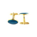 Plain Enamel Collection Golden 92.5 Sterling Silver Unisex Cufflinks - Image 4