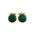 Plain Enamel Collection Golden 92.5 Sterling Silver Unisex Cufflinks