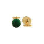 Plain Enamel Collection Golden 92.5 Sterling Silver Unisex Cufflinks - Image 3