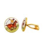 Hand Painted Polo Cufflinks in Enamel and Sterling Silver