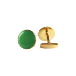 Gold and Green 92.5 Sterling Silver Unisex Cufflinks - Image 5