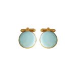 Gold and Blue 92.5 Sterling Silver Unisex Cufflinks