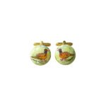 Hand Painted Exotic Birds Sterling Silver Cufflinks
