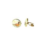Hand Painted Exotic Birds Sterling Silver Cufflinks - Image 2
