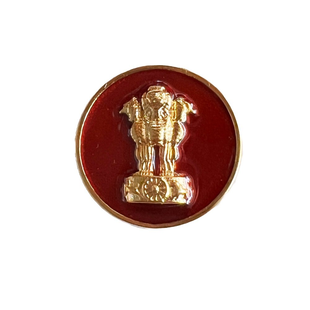 S571B (a) Ashoka Pillar Buttons in Red Enamel in .925 Silver - Image 1