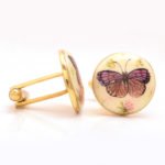 Hand Painted Butterfly 92.5 Sterling Silver and Enamel Cufflinks