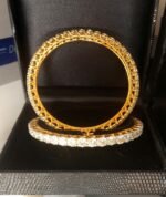 21 ctw. Moissanite Diamond Single Line Bangle in 14k Yellow Gold - Image 4