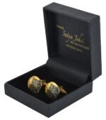 Antique Look 92.5 Sterling Silver Cufflinks Yellow Gold Black Finish - Image 3
