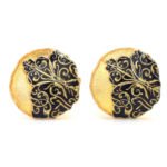 Antique Look 92.5 Sterling Silver Cufflinks Yellow Gold Black Finish - Image 2