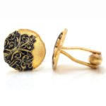 Antique Look 92.5 Sterling Silver Cufflinks Yellow Gold Black Finish