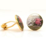 Hand Painted Birds Cufflinks in Sterling Silver and Enamel