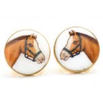 Hand Painted Horse Cufflinks in Sterling Silver and Enamel - Image 2