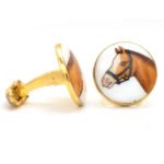 Hand Painted Horse Cufflinks in Sterling Silver and Enamel