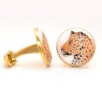 Hand Painted Tiger Cufflinks in 925 Sterling Silver