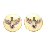 Hand Painted Birds on Enamel Cufflinks in 925 Sterling Silver - Image 4
