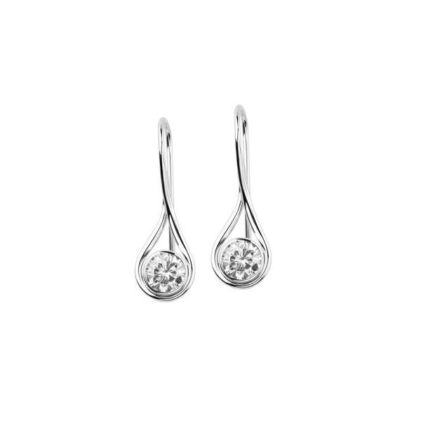 Moissanite Diamond Solitaire Fish Hook Earrings