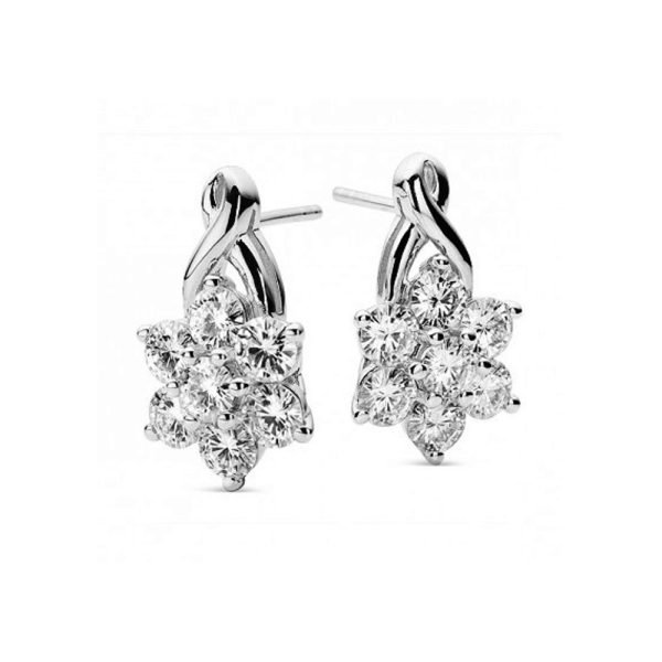 1.40 ctw. Moissanite Diamond Flower Earrings