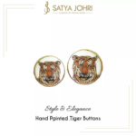 Hand Painted Tiger Bandhgala Buttons in .925 Silver - Image 5