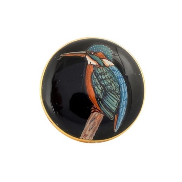 Hand Painted Birds on Buttons in .925 Silver