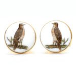 Hand Painted Bird Cufflinks in 92.5 Sterling Silver and Enamel - Image 3
