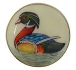 Hand Painted Duck Cufflinks in 92.5 Sterling Silver and Ivory Enamel - Image 2