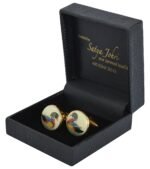 Hand Painted Duck Cufflinks in 92.5 Sterling Silver and Ivory Enamel - Image 4
