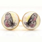 Hand Painted Butterfly Cufflinks in 92.5 Sterling Silver and Enamel - Image 3