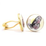 Hand Painted Butterfly Cufflinks in 92.5 Sterling Silver and Enamel