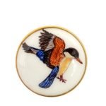 Hand Painted Exotic Birds Cufflinks in 92.5 Silver and White Enamel - Image 3