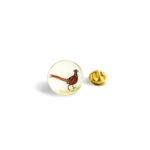 Hand Painted Bird Lapel Pin in .925 Silver