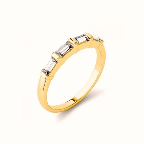 4 Baguettes Lab Grown Diamond Stackable Ring