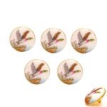 BandhGala Buttons with Hand Painted Birds in .925 Silver - Image 2