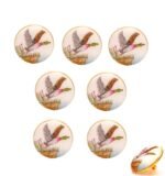 BandhGala Buttons with Hand Painted Birds in .925 Silver - Image 3