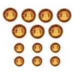 Encrusted Sun in Maroon Enamel BandhGala Buttons in .925 Silver - Image 4