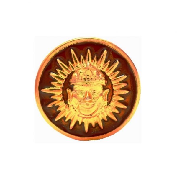 Encrusted Sun in Maroon Enamel BandhGala Buttons in .925 Silver