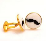 Cufflinks with Hand Painted Royal Mustache in .925 Silver
