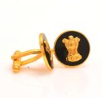 Ashok Stambha Cufflinks in .925 Silver and Black Enamel