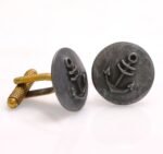 .925 Oxidized Silver Anchor Cufflinks - Image 3