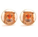 Cufflinks with Hand Painted Tiger in .925 Silver - Image 2