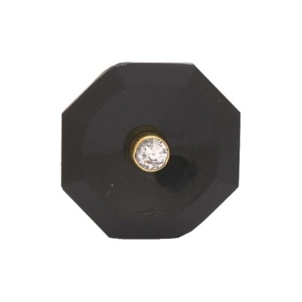 Octagonal Black BandhGala Buttons with Gems in .925 Silver